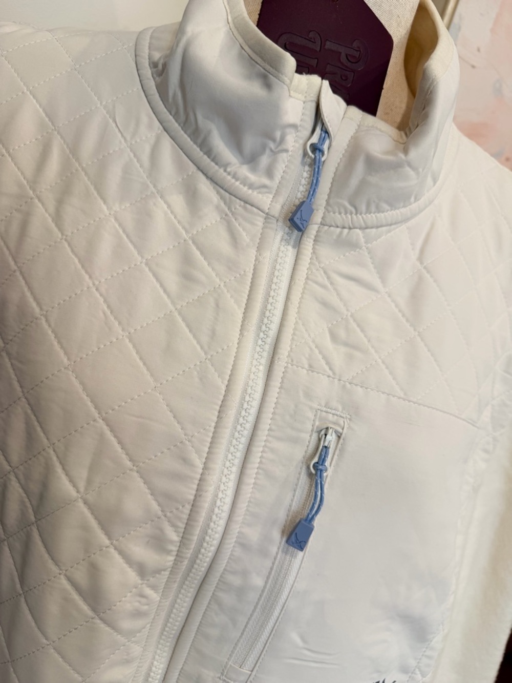 Eddie Bauer Cream Quilted / Fleece Full Zip Jacket Cream - Picture 3 of 12